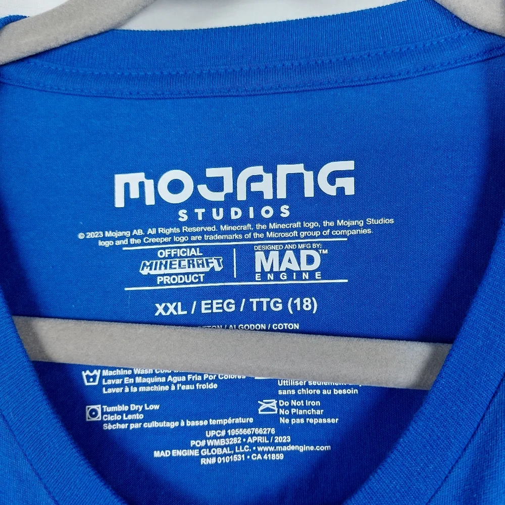 Minecraft Mojang Boys XXL 18 Blue Creeper Graphic T-Shirt Video Game‎ Gamer Tee